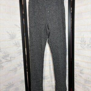 Aerie Pants Charcoal Gray Marled Waffle Knit High Waisted Button Joggers Medium